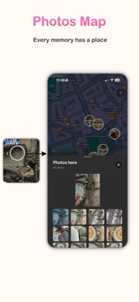 PixReel showing trips plotted on a map