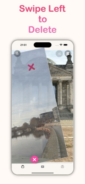 Swiping left in PixReel to bin a photo